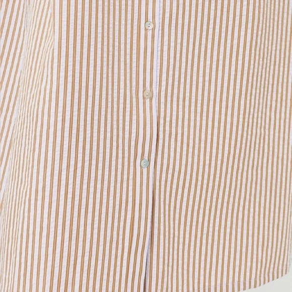 Tuckernuck Beige, Lilac, White Striped Midi Shirt Dress - Picture 6 of 8